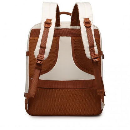 Kono EM2413 beige and brown travel backpack – detail view 4