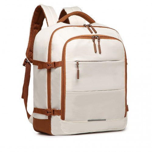 Kono EM2413 beige and brown travel backpack – front view