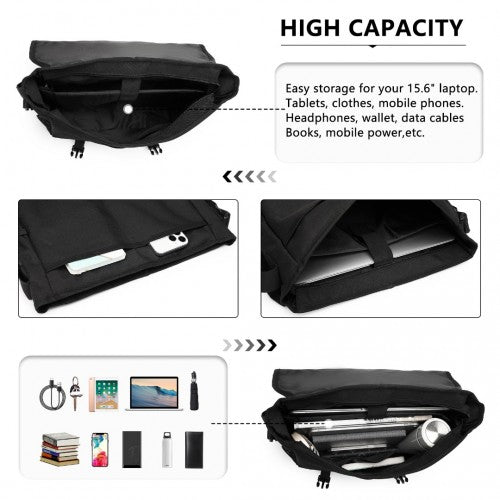 Kono EQ2260 black shoulder bag – detail view 5