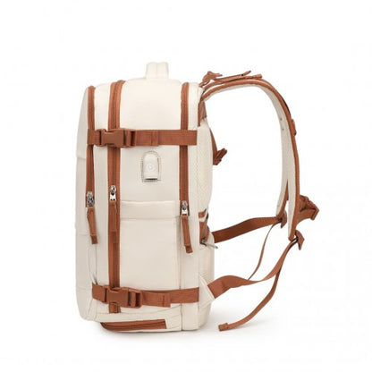 Kono EQ2344 beige and brown travel backpack – detail view 4