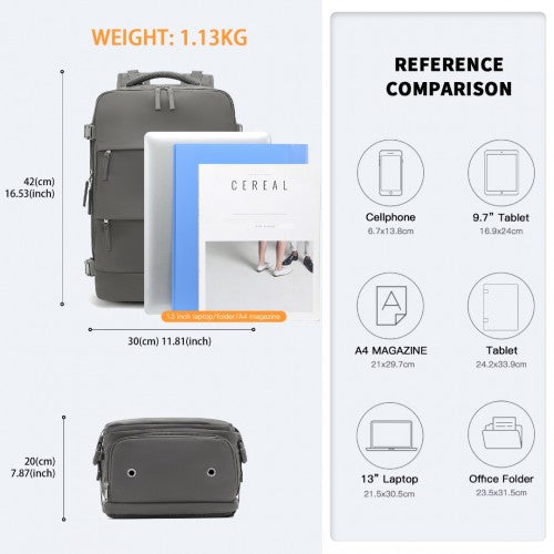 EQ2344 - Kono Multi-Functional Breathable Travel Backpack With USB Charging Port And Separate Shoe Compartment