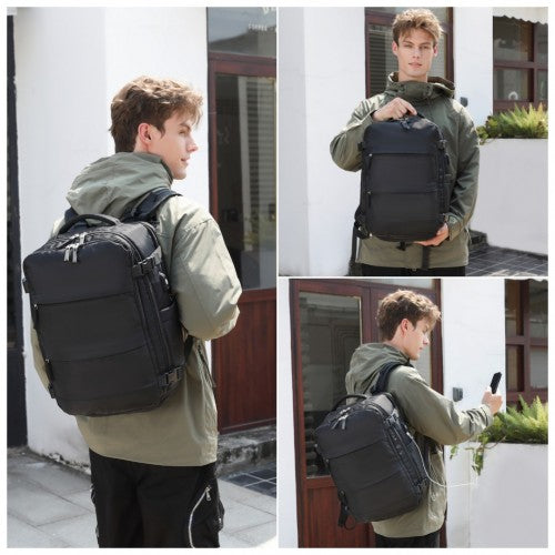 Kono EQ2344 beige and brown travel backpack – detail view 14