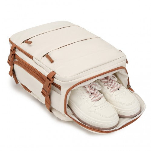 Kono EQ2344 beige and brown travel backpack – detail view 12