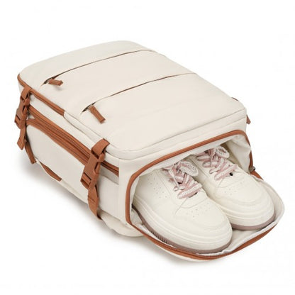 Kono EQ2344 beige and brown travel backpack – detail view 12