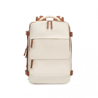 Kono EQ2344 beige and brown travel backpack – side view