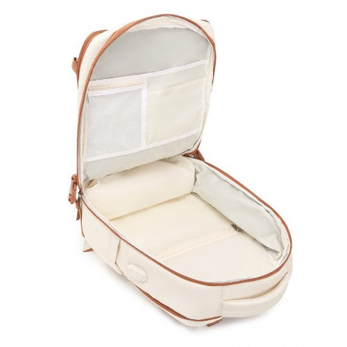 Kono EQ2344 beige and brown travel backpack – detail view 11