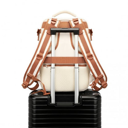 Kono EQ2344 beige and brown travel backpack – detail view 13