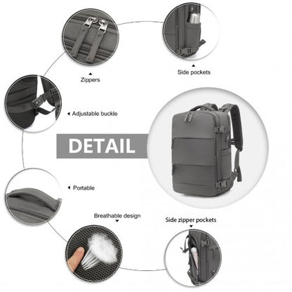 Kono EQ2344 grey travel backpack – detail view 11