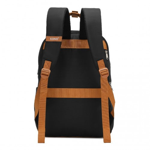 Kono EQ2401 black and brown laptop backpack – detail view 4
