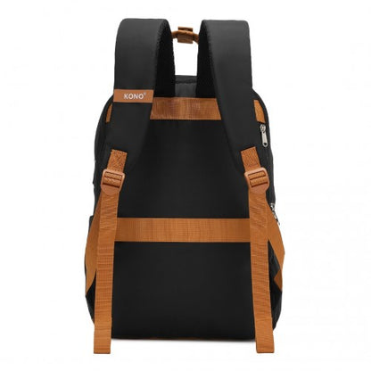 Kono EQ2401 black and brown laptop backpack – detail view 4