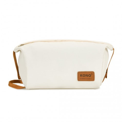 Kono EQ2401 cream and brown laptop backpack – detail view 6