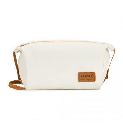 Kono EQ2401 cream and brown laptop backpack – detail view 6