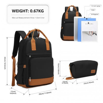 Kono EQ2401 black and brown laptop backpack – detail view 7