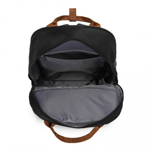 Kono EQ2401 black and brown laptop backpack – detail view 10