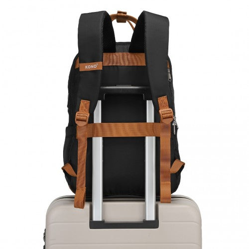 Kono EQ2401 black and brown laptop backpack – detail view 13