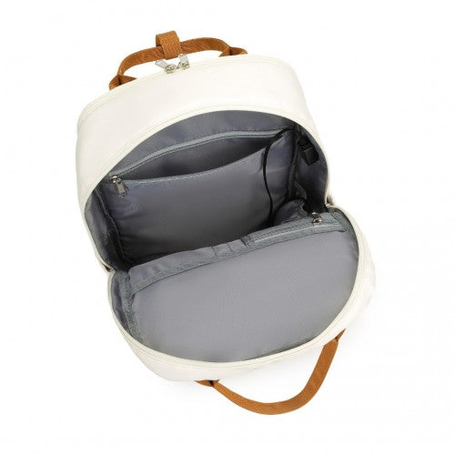 Kono EQ2401 cream and brown laptop backpack – detail view 10