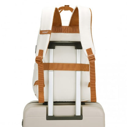 Kono EQ2401 cream and brown laptop backpack – detail view 13