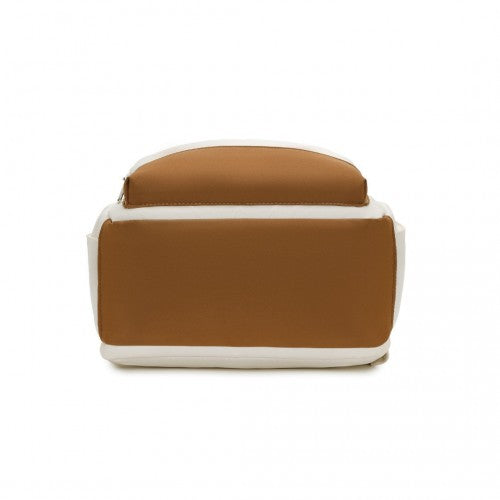 Kono EQ2401 cream and brown laptop backpack – detail view 5