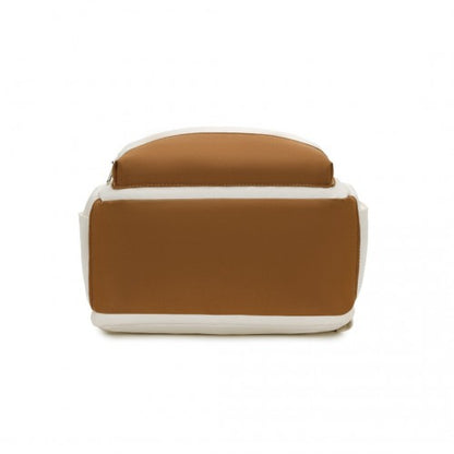 Kono EQ2401 cream and brown laptop backpack – detail view 5