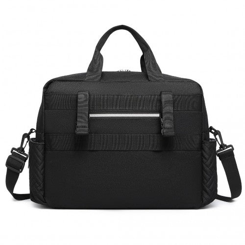 EQ2411 - Kono Versatile Diaper Changing Tote Bag with Built-In Changing Mat Thermal Insulation Waterproof Design - Black