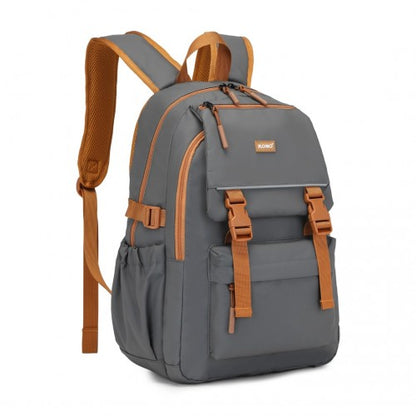 Kono EQ2416 grey and brown backpack – front view