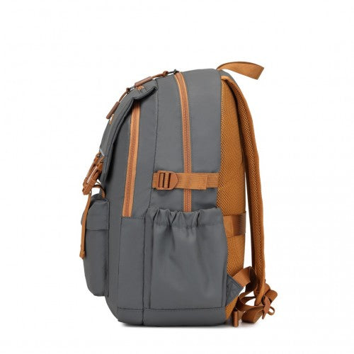 Kono EQ2416 grey and brown backpack – rear view