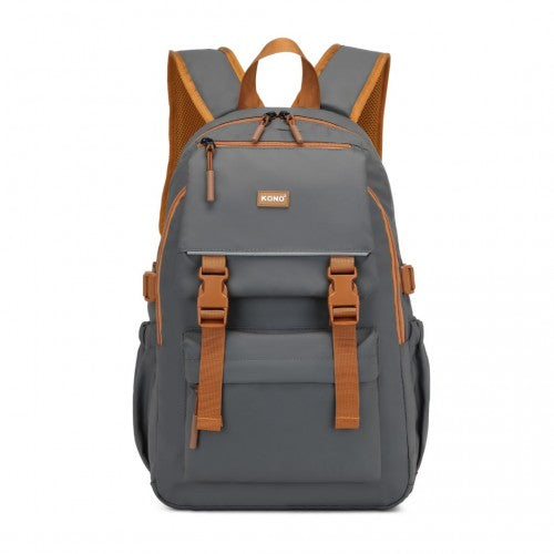 Kono EQ2416 grey and brown backpack – side view