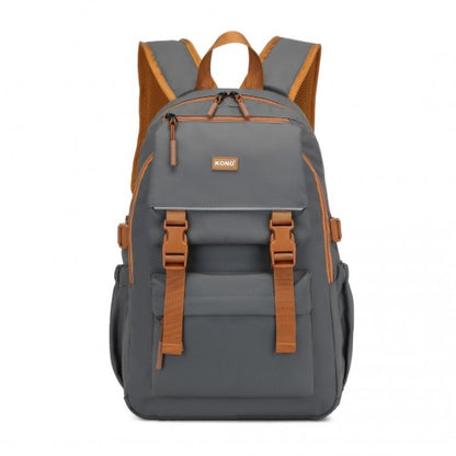 Kono EQ2416 grey and brown backpack – side view