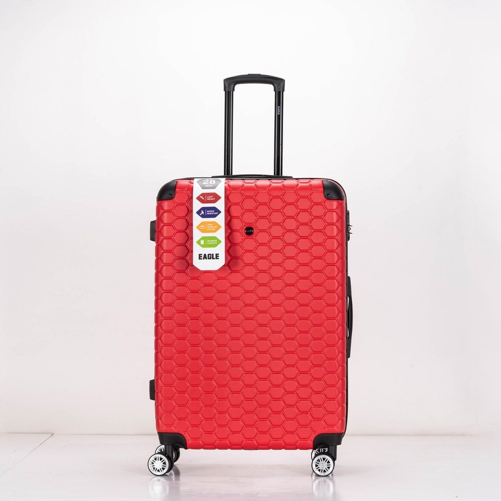 EAGLE Hexagon ABS Hard Shell 4 Wheels Red - Easy Luggage