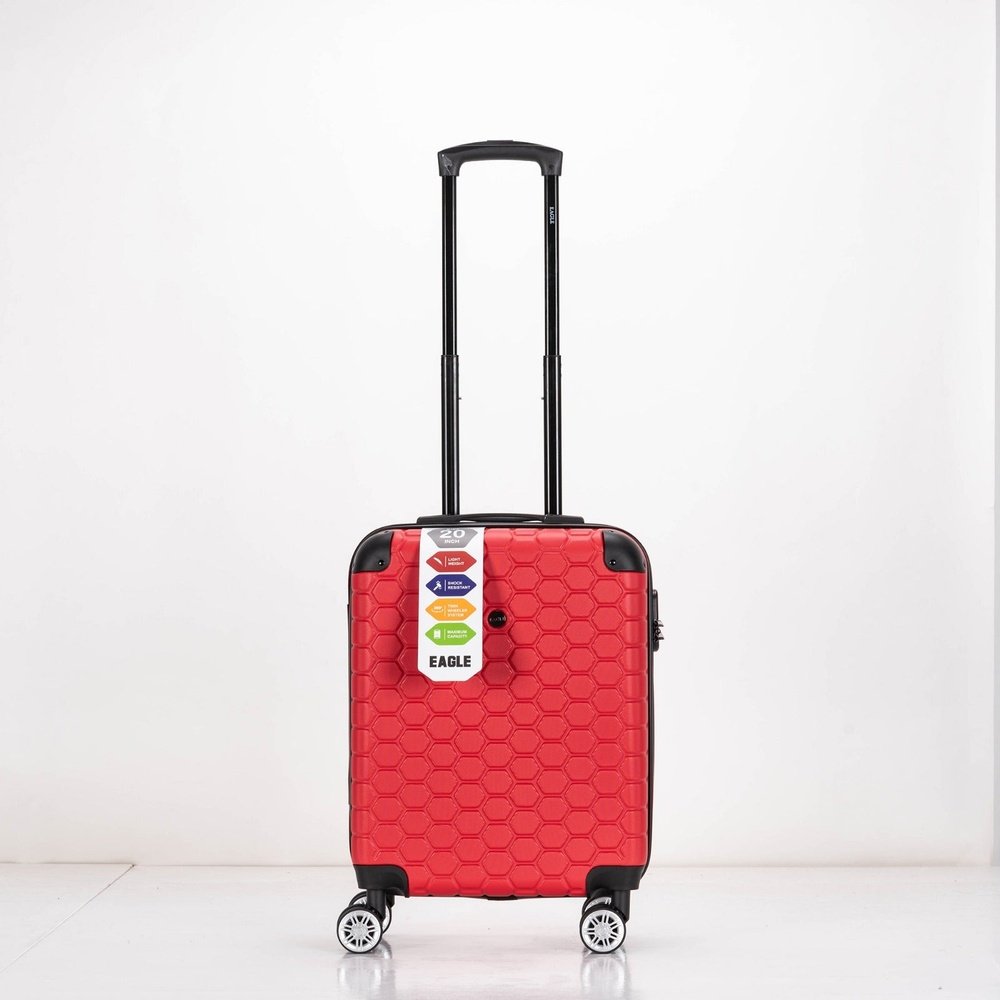 EAGLE Hexagon ABS Hard Shell 4 Wheels Red - Easy Luggage