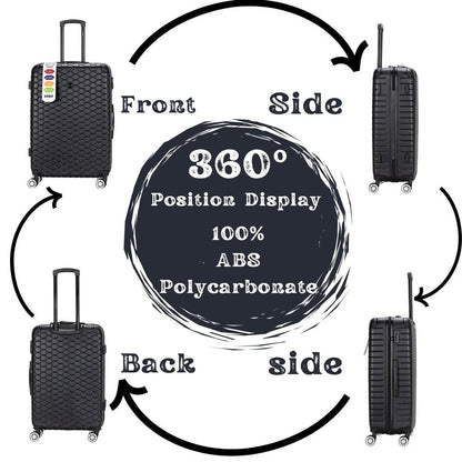 EAGLE Hexagon ABS Hard Shell 4 Wheels Black - Easy Luggage