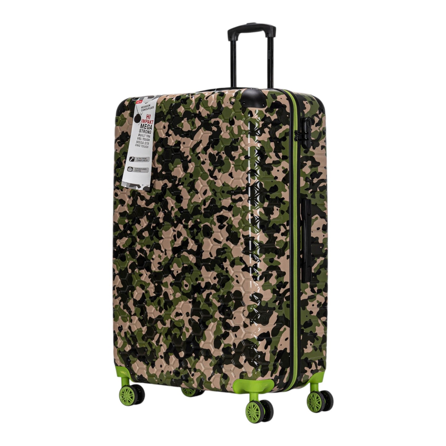 Eagle Camouflage Print Lightweight 4 Wheel ABS Hard Shell Luggage Suitcase - Extra Extra Large 32 Inch