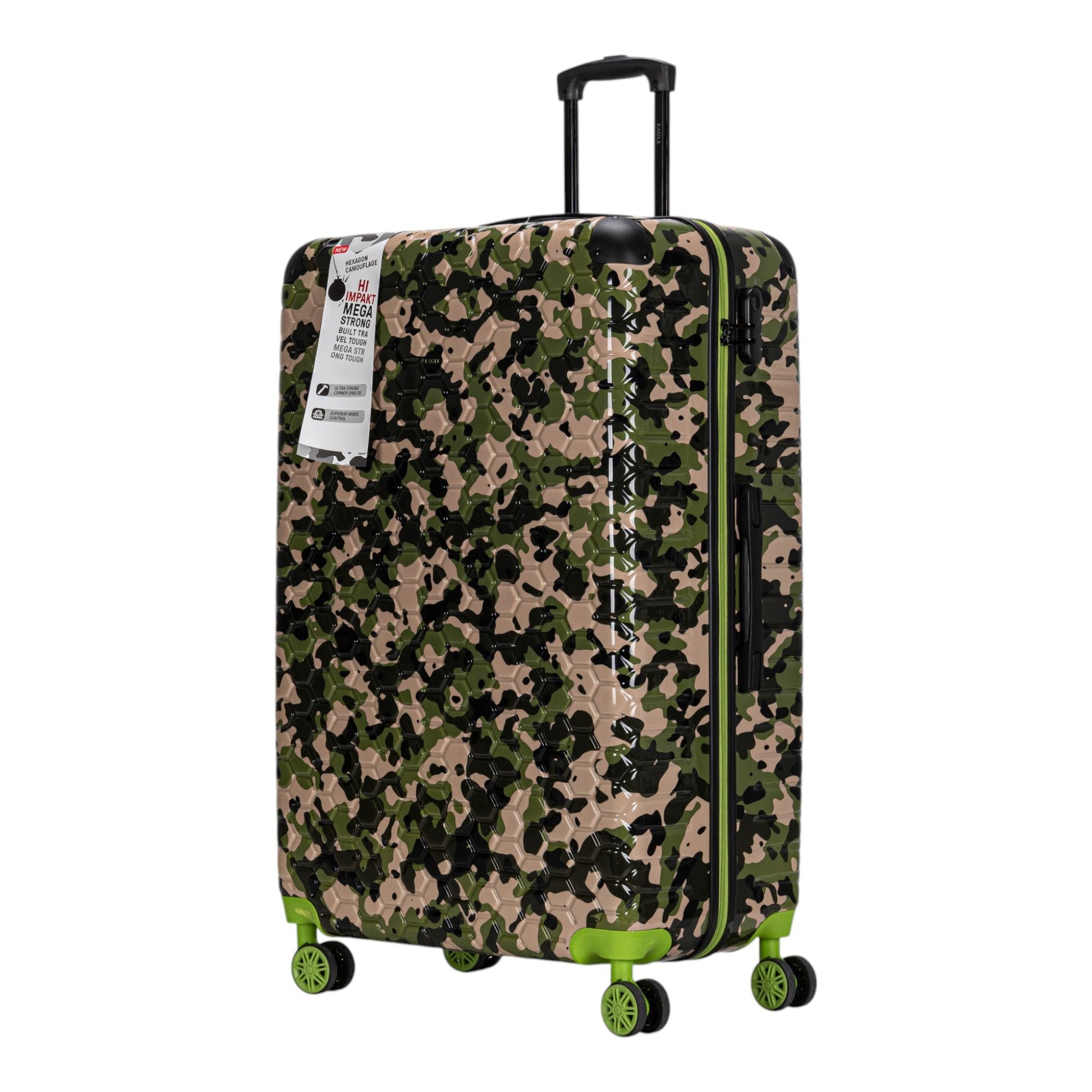 Eagle Camouflage Print Lightweight 4 Wheel ABS Hard Shell Luggage Suitcase - Extra Extra Large 32 Inch