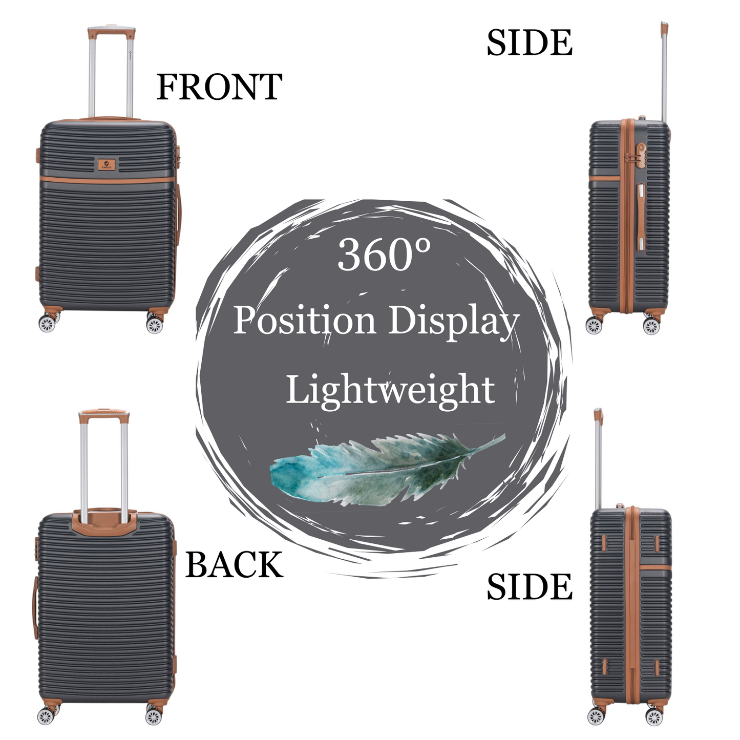 Eagle Lightweight Wheeled Luggage - Durable ABS Carry-On for Seamless Check-In and On-the-Go Adventures - Large