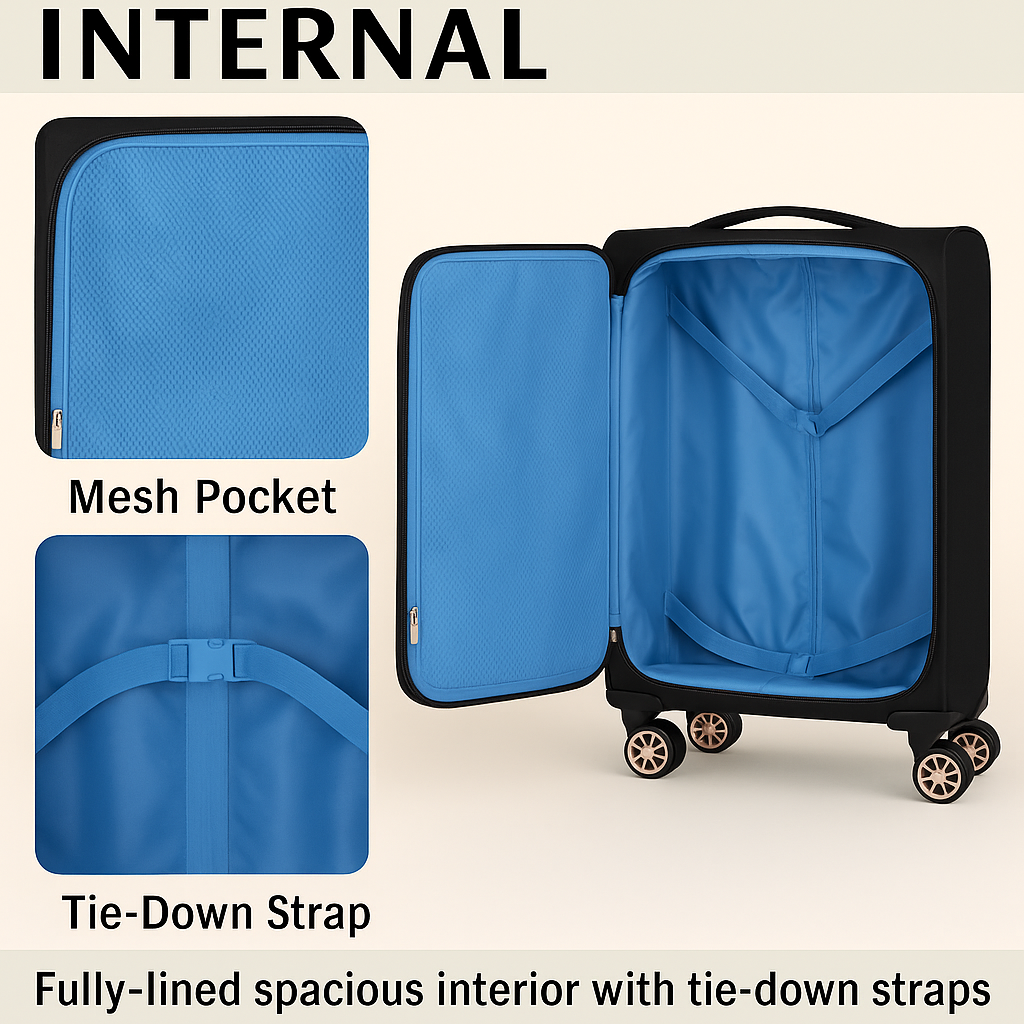 EAGLE Skyper Expandable Softshell Luggage - Super Light, 8-Wheel Spinner - Large