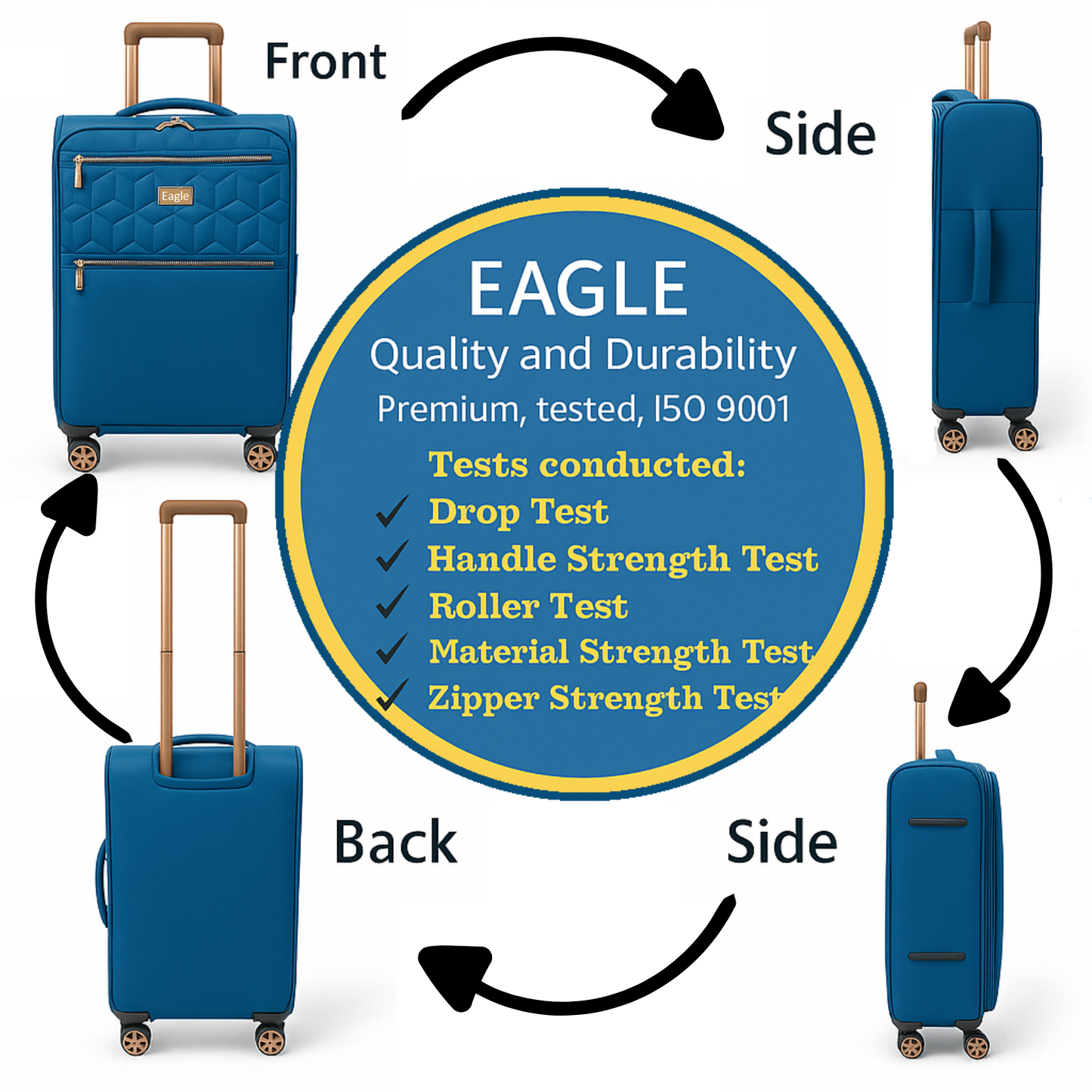 EAGLE Skyper Expandable Softshell Luggage - Super Light, 8-Wheel Spinner - Large
