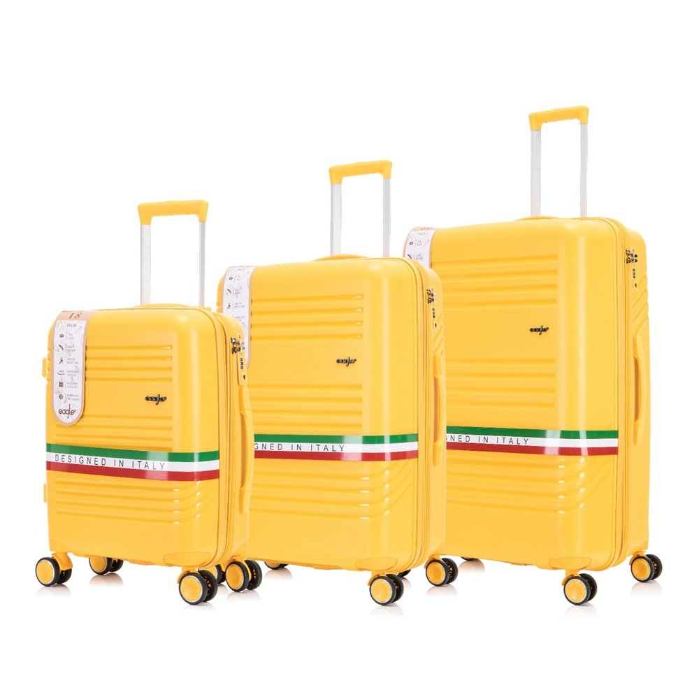 Easy Luggage Eagle Hard Shell PP Suitcase Expandable Trolley Travel Case TSA Hand Cabin Yellow