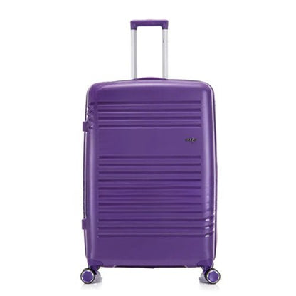 Vibrant purple 30 inch Eagle hard shell PP trolley case with metallic logo and glossy ribbed finish