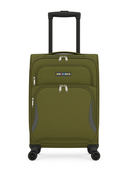 Explorador Expandable Soft Suitcase with Spinner Wheels & Lock - Cabin
