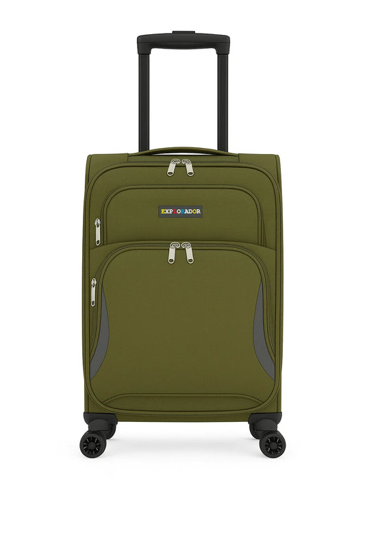 Explorador Expandable Soft Suitcase with Spinner Wheels & Lock - Cabin