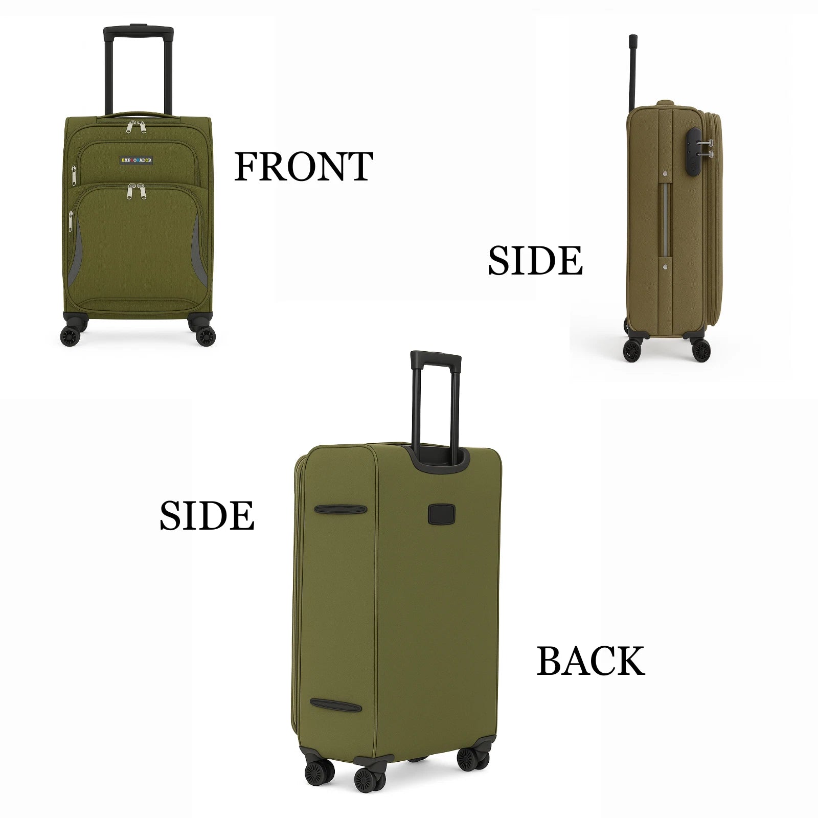 Explorador Expandable Soft Suitcase with Spinner Wheels & Lock - Cabin