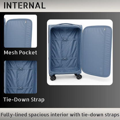Explorador Expandable Soft Suitcase with Spinner Wheels & Lock - Cabin