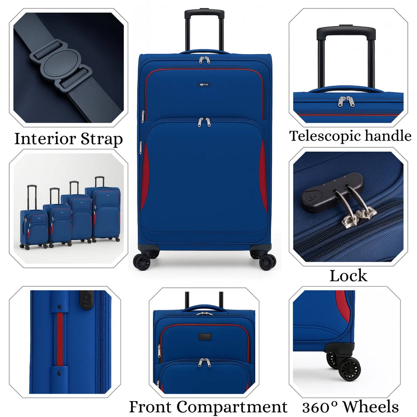 Explorador Expandable Soft Suitcase with Spinner Wheels & Lock - Cabin