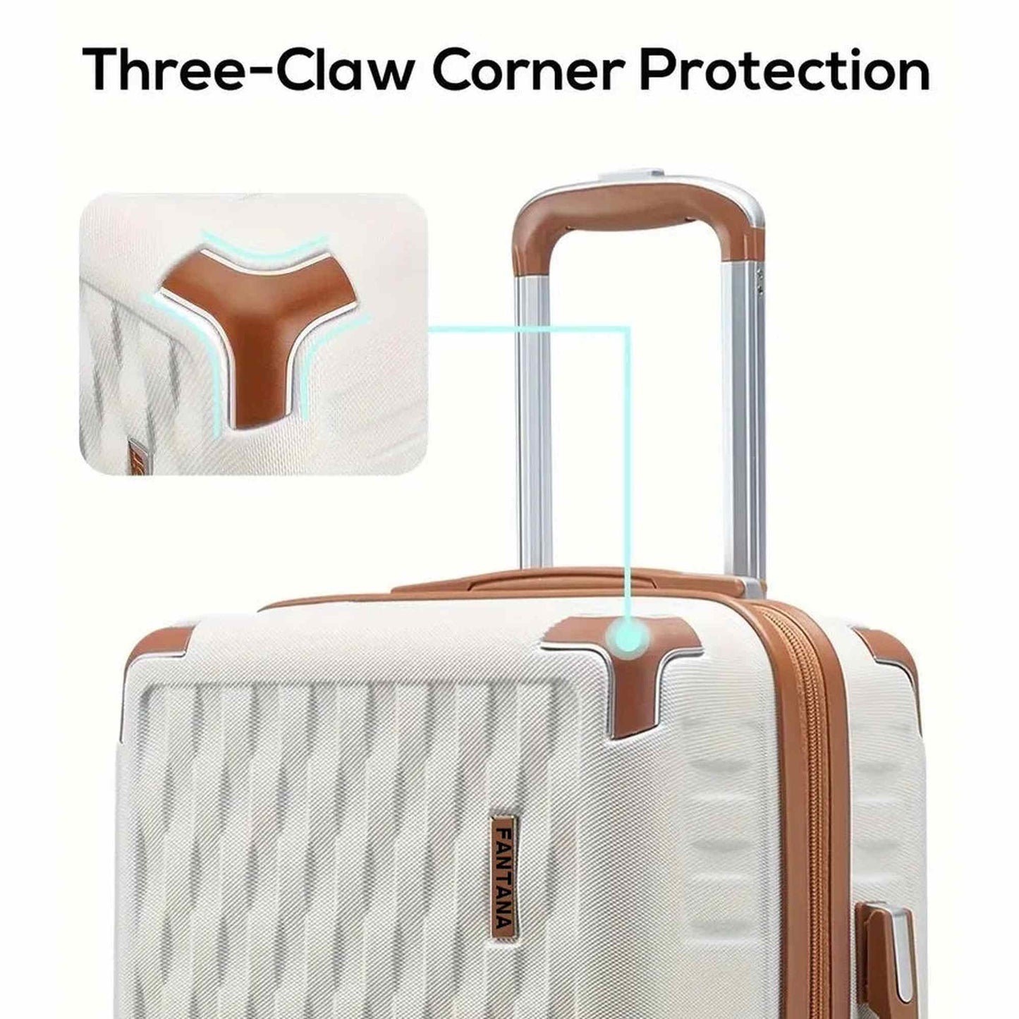 Fantana Premium Expandable Luggage - Hard Shell Polycarbonate, 360° Spinners, TSA Lock - White