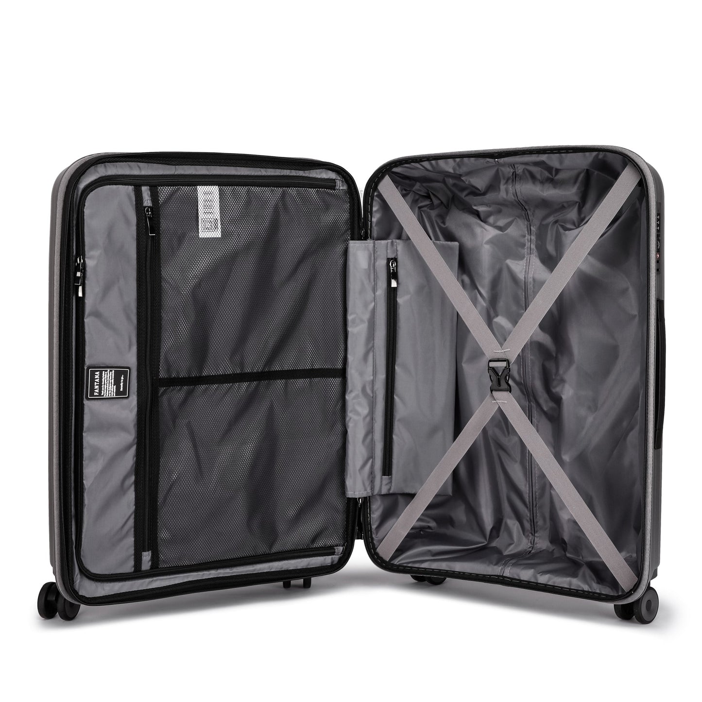 Fantana Hard Shell Polypropylene Suitcase 4 Wheels Travel Luggage Trolley Ultra Light Case - Large