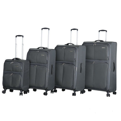 Fantana Super Light Soft Shell 4 - Wheels Expandable Luggage with Multiple Pockets Grey - Easy Luggage