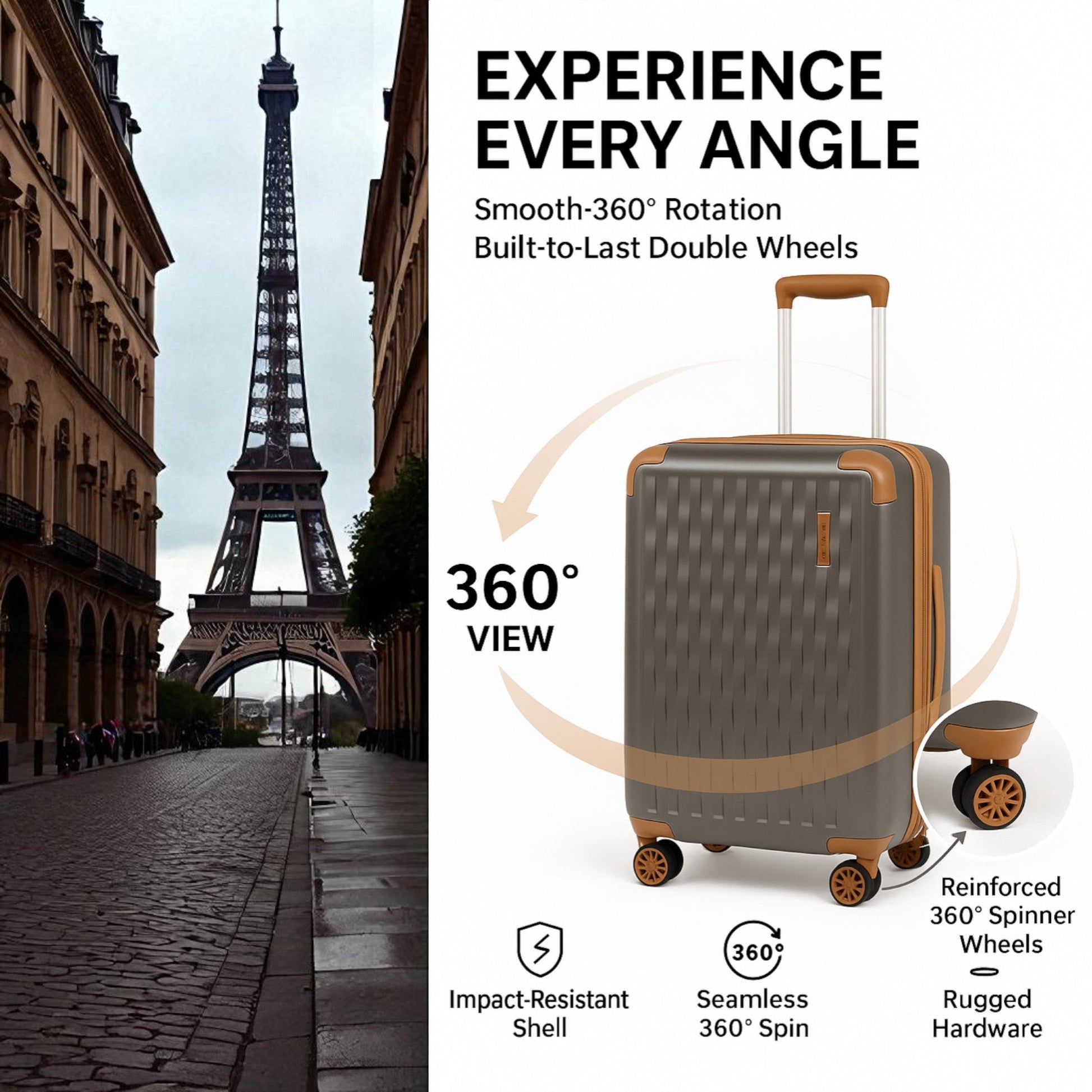 Fantana Premium Expandable Luggage - Hard Shell Polycarbonate, 360° Spinners, TSA Lock - Extra Large