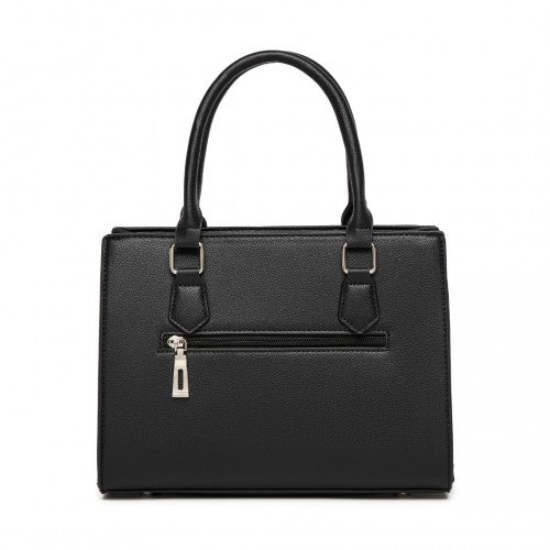HBM2463 - MISS LULU PU Leather Three-Tone Stitched Shoulder Handbag - Stylish Daily Bag with Adjustable Strap - Pink