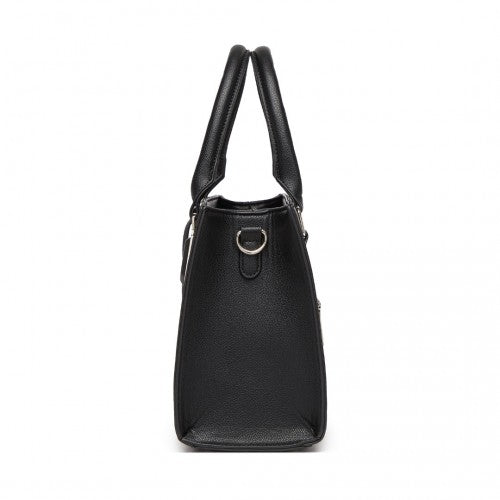 HBM2463 - MISS LULU PU Leather Three-Tone Stitched Shoulder Handbag - Stylish Daily Bag with Adjustable Strap - Pink