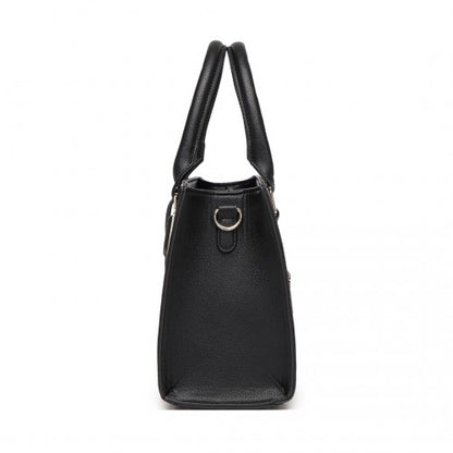 HBM2463 - MISS LULU PU Leather Three-Tone Stitched Shoulder Handbag - Stylish Daily Bag with Adjustable Strap - Pink